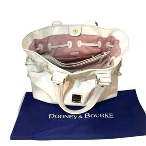 Dooney & Bourke Shoulder Bag 14" CHIARA White Pebble Leather w DUSTBAG Classic